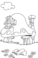 A coloring page of the smurfs